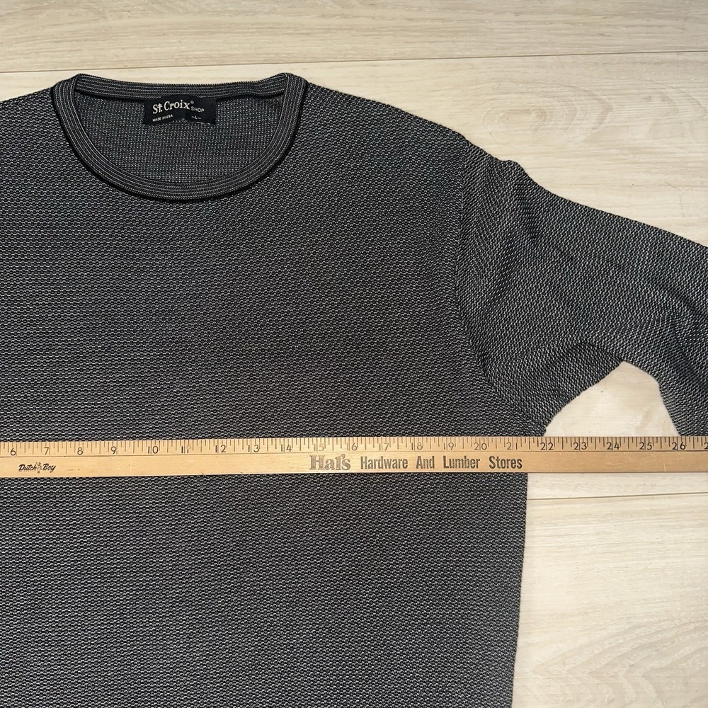 Vintage St. Croix Knits Men's Sweater Size L Cotton Blend Black Birds Eye Preppy - Picture 5 of 8